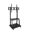 Tooq Soporte de Pantalla de Suelo con Ruedas 37"-100" - Bloqueo de Ruedas - Dos Estantes - Peso Max 150Kg - VESA 800X600mm - Col