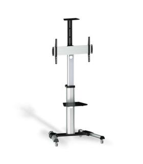Aisens Soporte de Suelo Eco con Ruedas - Bandeja para DVD y Soporte de Camara (TV de 37?-70?) - Color Plata