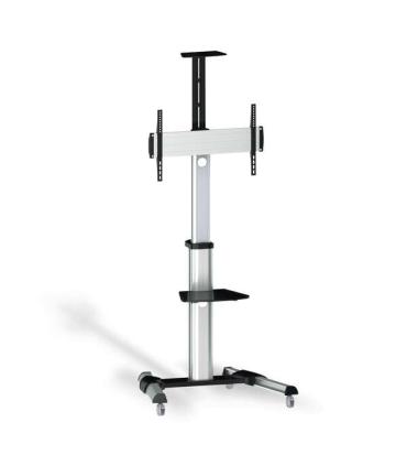 Aisens Soporte de Suelo Eco con Ruedas - Bandeja para DVD y Soporte de Camara (TV de 37?-70?) - Color Plata