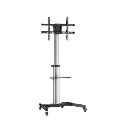 Aisens Soporte de Suelo con Rueda - Bandeja para DVD para Monitor/TV 50Kg de 37-86" - Color Negro/Plata