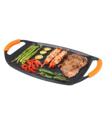 Orbegozo GDB 4700 Plancha Grill de Aluminio Forjado - Antiadherente de Piedra - Asas de Goma Extraibles - Diseño Ergonomico - Ap