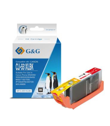 G&G Canon CLI551XL Negro Cartucho de Tinta Generico - Reemplaza 6443B001/6508B001