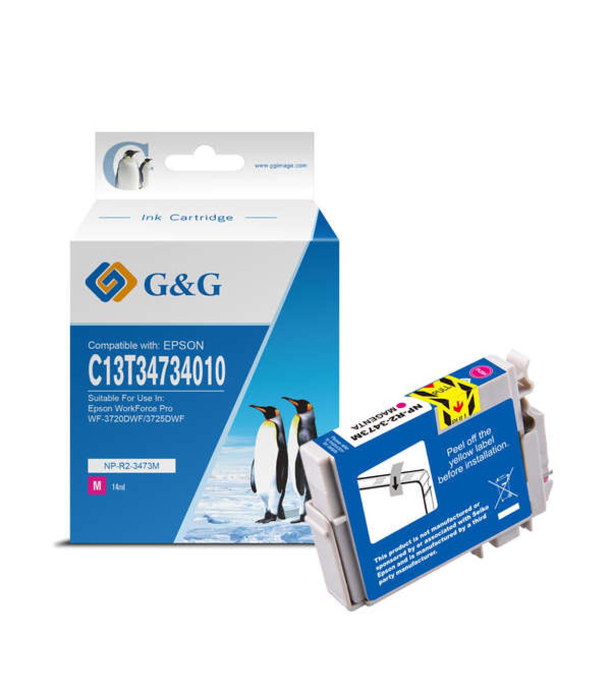 G&G Epson T3473/T3463 (34XL) Magenta Cartucho de Tinta Pigmentada Generico - Reemplaza C13T34734010/C13T34634010