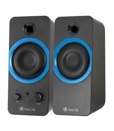 NGS GSX-200 Altavoces USB 2.0 20W - Supergraves - Conexion Jack 3.5mm - Controles en Altavoz - Color Negro/Azul