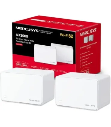 Mercusys H80X Sistema Wi-Fi 6 Mesh AX3000 Doble Banda - 2 Unidades Halo - Cobertura hasta 650 m² - 3 Puertos Gigabit por Unidad.