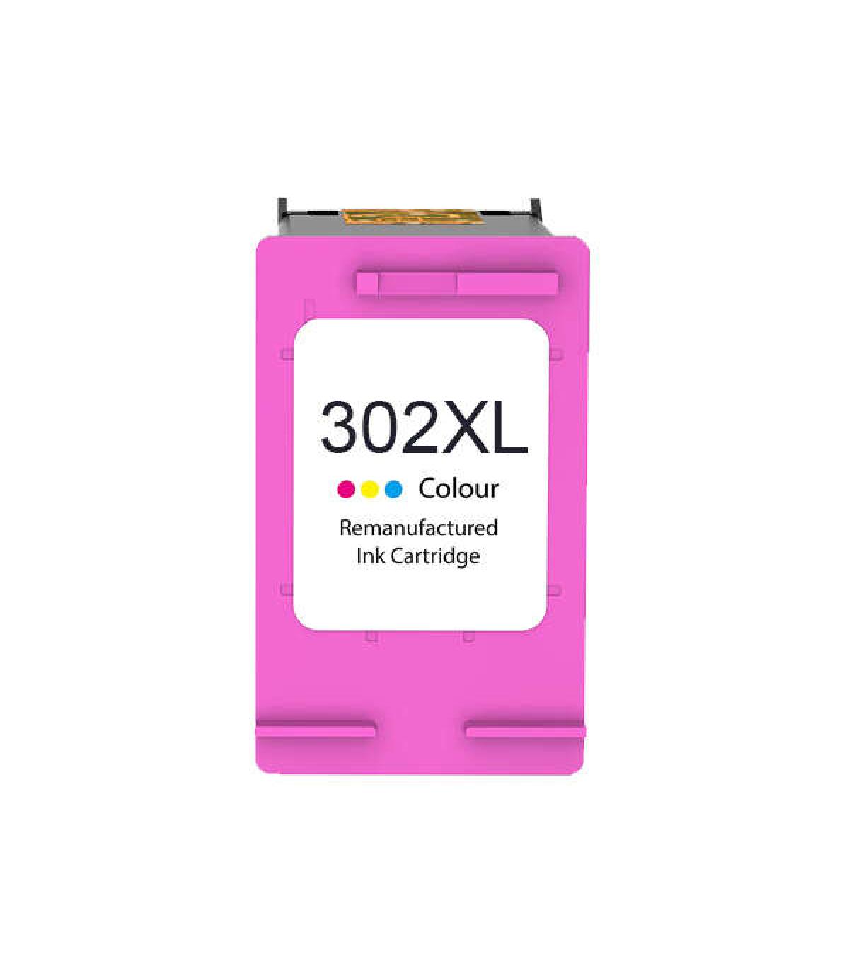 HP 302XL Color Cartucho de Tinta Remanufacturado - Muestra Nivel de Tinta - Reemplaza F6U67AE/F6U65AE