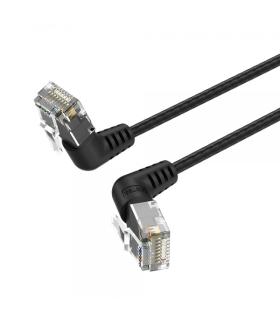 Vention Cable de Red UTP RJ45 Slim Cat.6A Cabeza Rotatoria 360º Angulo Recto - 1.5m - Color Negro