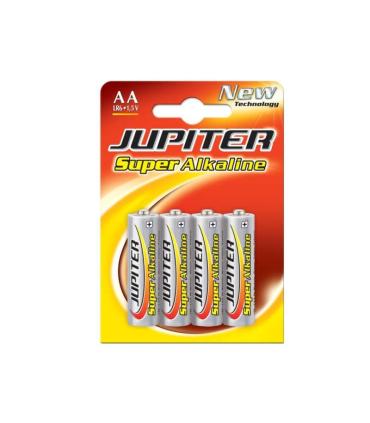 Jupiter Pack de 4 Pilas Alcalinas LR6 AA - Alta Tecnologia - Fiabilidad - Elevado Rendimiento - Maximas Prestaciones