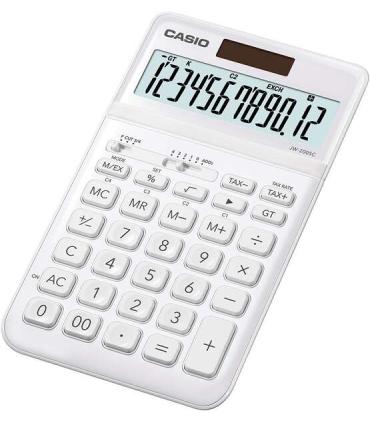 Casio JW-200SC Calculadora de Sobremesa - Pantalla LCD de 12 Digitos Inclinacion Ajustable - Alimentacion Solar y Pilas - Color.