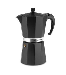 Orbegozo KFN 1210 Cafetera de Aluminio Negra - Capacidad para 12 Tazas - Mango Ergonomico - Valvula de Seguridad - Facil de Limp
