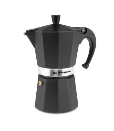 Orbegozo KFN 610 Cafetera de Aluminio Negra - Capacidad para Seis Tazas - Utilizable en Cocinas a Gas - Electricas y Vitrocerami