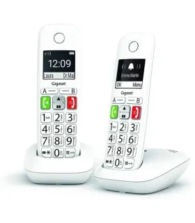 Gigaset E290 Duo Telefono Inalambrico Dect + 1 Supletorio - Pantalla Grande en B/N - Teclas con Numeros Grandes - Volumen con Fu