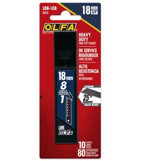 Olfa Pack de 10 Cuchillas de Negras para Cuters 18mm - Acero al Carbono - Un 25% mas Afiladas - 8 Segmentos