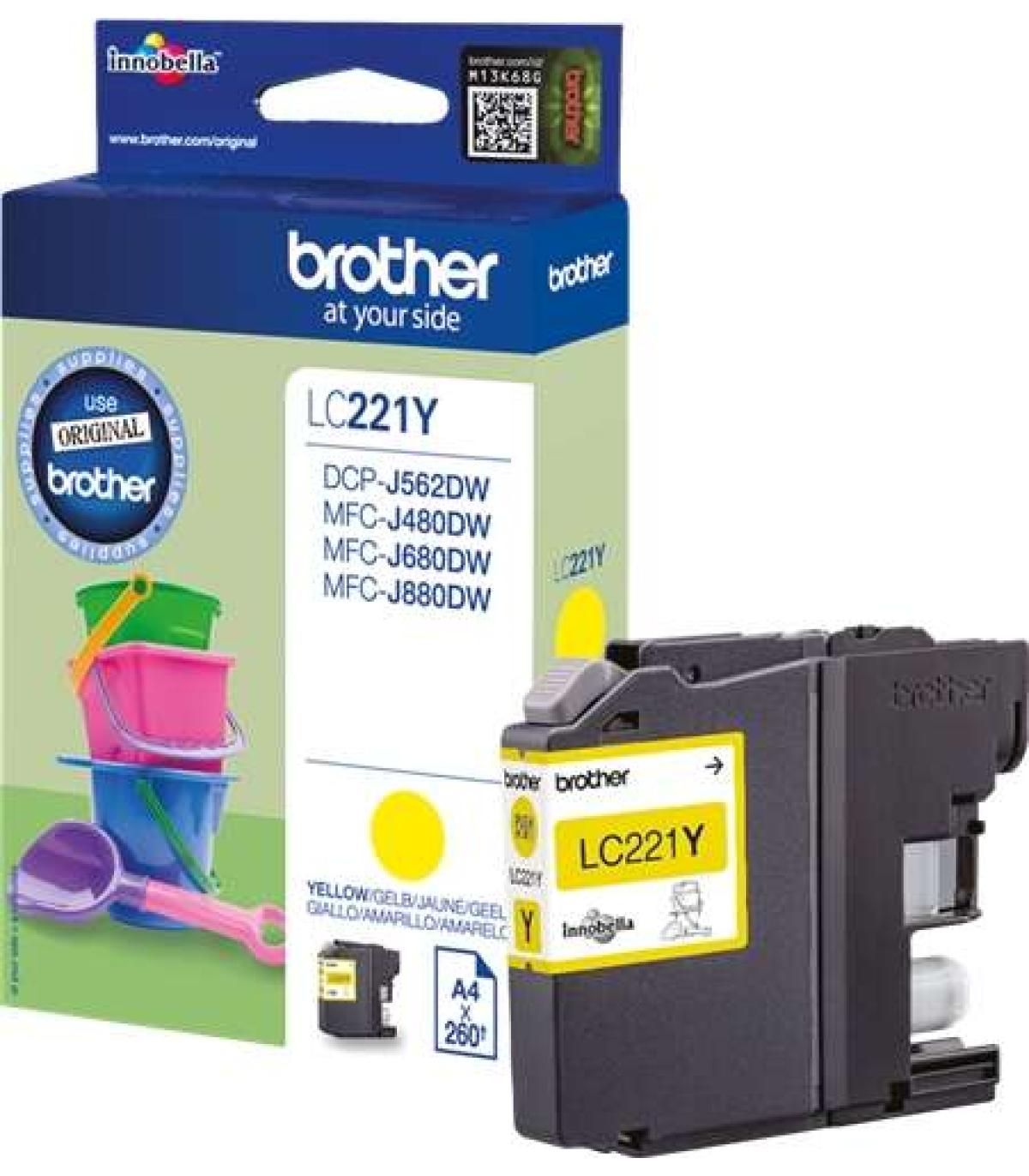 Brother LC221 Amarillo Cartucho de Tinta Original - LC221YBP