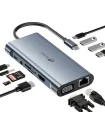 Docking USB Tipo-C Leotec LEDS01/ 3xUSB/ 2xUSB Tipo-C/ 1xUSB Tipo-C PD/ 1xHDMI 4K/ 1xVGA/ 1xRJ45/ 1xAudio/ 1xLector Tarjetas SD 