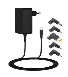 Leotec Cargador Universal para Portatil 45W USB-C Power Delivery 3.0 - 5 Conectores Diferentes - Proteccion de Sobrecarga y Cort