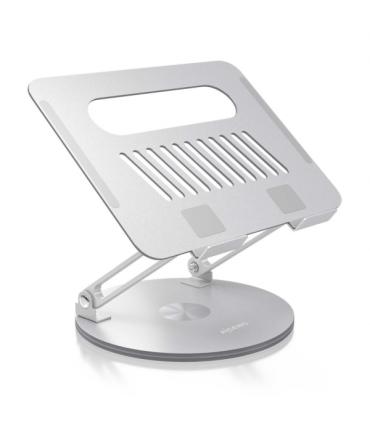 Aisens Soporte Sobremesa XL Giratorio y Ajustable para Portatil O Tablet - Aleacion de Aluminio - Rotacion 360° - Plegable y Com