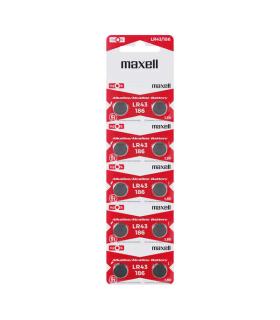 Maxell Pack de 10 Pilas Alcalinas de Boton LR43 1.5V