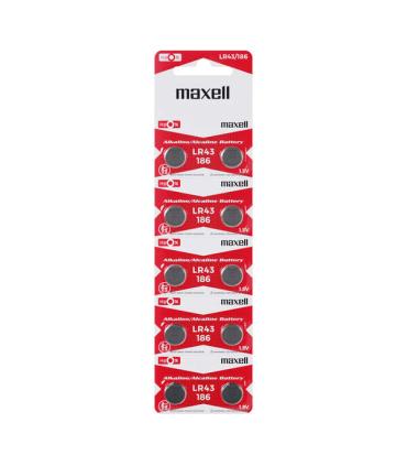 Maxell Pack de 10 Pilas Alcalinas de Boton LR43 1.5V