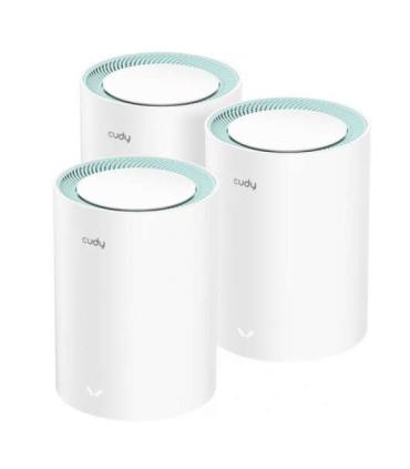 Cudy M1300 Pack de 3 Sistemas WiFi Mesh AC1200 Dual Band - 867Mbps en 5GHz, 300Mbps en 2,4GHz - 1x Puerto LAN 1000/100/10Mbps..