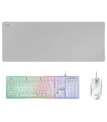 Mars Gaming Pack 3 en 1 de Teclado Tecnologia Hibrida H-Mech, Antighosting USB RGB + Raton 10000dpi USB RGB + Alfombrilla 800x30