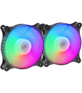 Mars Gaming Kit de 2 Espectaculares Ventiladores FRGB RAINBOW 360º - 120x120x25mm - Iluminacion 360º FRGB RAINBOW - Ventilacion.