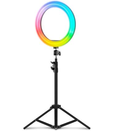 Mars Gaming MGRING Anillo de Luz ARGB USB con Tripode de hasta 150cm - 35 Modos de Iluminacion ARGB - 1200lm - Mando a Distancia