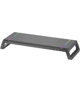 Mars Gaming Soporte Premium para Monitor MGS-ONE - Ajustable 3 Tamaños - Iluminacion Chroma RGB - USB 2.0 - Cajon Almacenaje ..