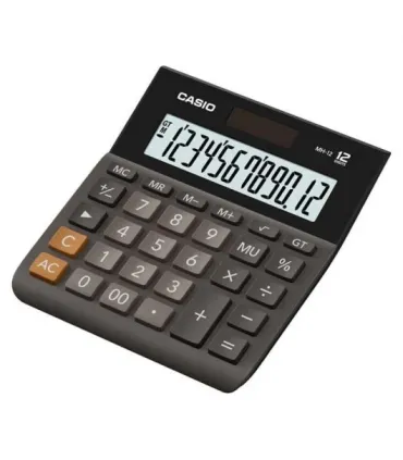 Casio MH-12 Calculadora de Sobremesa - Pantalla Extragrande LCD de 12 Digitos - Solar y Pilas - Color Negro