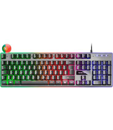 Mars Gaming Teclado Gaming MK220 - Tecnologia H-MECH - Iluminacion FRGB Rainbow - Panel de Aluminio - Base de ABS Reforzado - Po