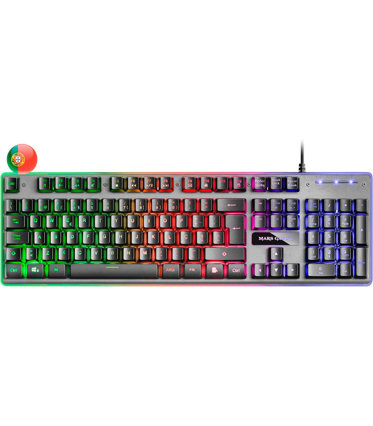 Mars Gaming Teclado Gaming MK220 - Tecnologia H-MECH - Iluminacion FRGB Rainbow - Panel de Aluminio - Base de ABS Reforzado - Po