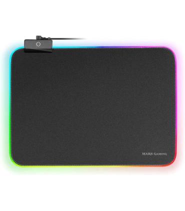Mars Gaming Alfombrilla MMPRGBL - 365x265mm - Superficie Optimizada - Sistema RGB Control con Fibra Optica - 12 Modos de Ilumina