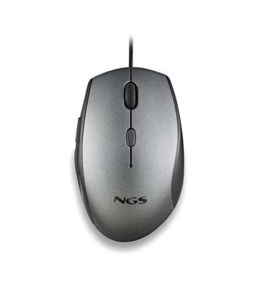 NGS Moth Gray Raton USB 1600dpi + Adaptador USB-A a USB-C - 5 Botones - Uso Diestro - Cable de 1.80m - Color Gris/Negro