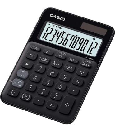 Casio MS-20UC Calculadora de Sobremesa Pequeña - Pantalla LCD de 12 Digitos - Alimentacion Solar y Pilas - Color Negro