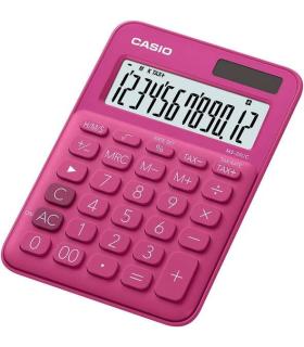 Casio MS-20UC Calculadora de Sobremesa Pequeña - Pantalla LCD de 12 Digitos - Alimentacion Solar y Pilas - Color Rosa Fucsia