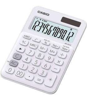 Casio MS-20UC Calculadora de Sobremesa Pequeña - Pantalla LCD de 12 Digitos - Alimentacion Solar y Pilas - Color Blanco