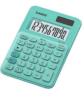 Casio MS-7UC Calculadora de Escritorio - Tecla Doble Cero - Pantalla LCD de 10 Digitos - Solar y Pilas - Color Verde