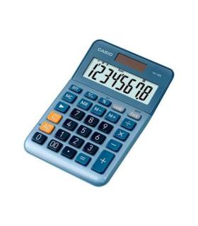 Casio MS80E Calculadora de Escritorio - Tecla Doble Cero - Pantalla LCD de 8 Digitos - Solar y Pilas - Color Azul