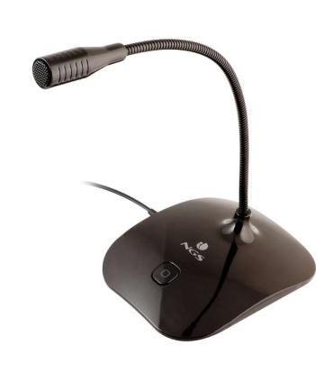 NGS MS115 Microfono de Escritorio Omnidireccional - Ajustable - Boton Mute - Cable de 1.50m - Jack 3.5mm - Color Negro