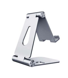 Aisens Soporte de Sobremesa Tamaño M Ajustable (2 Pivotes) para Movil / Tablet - Color Plata