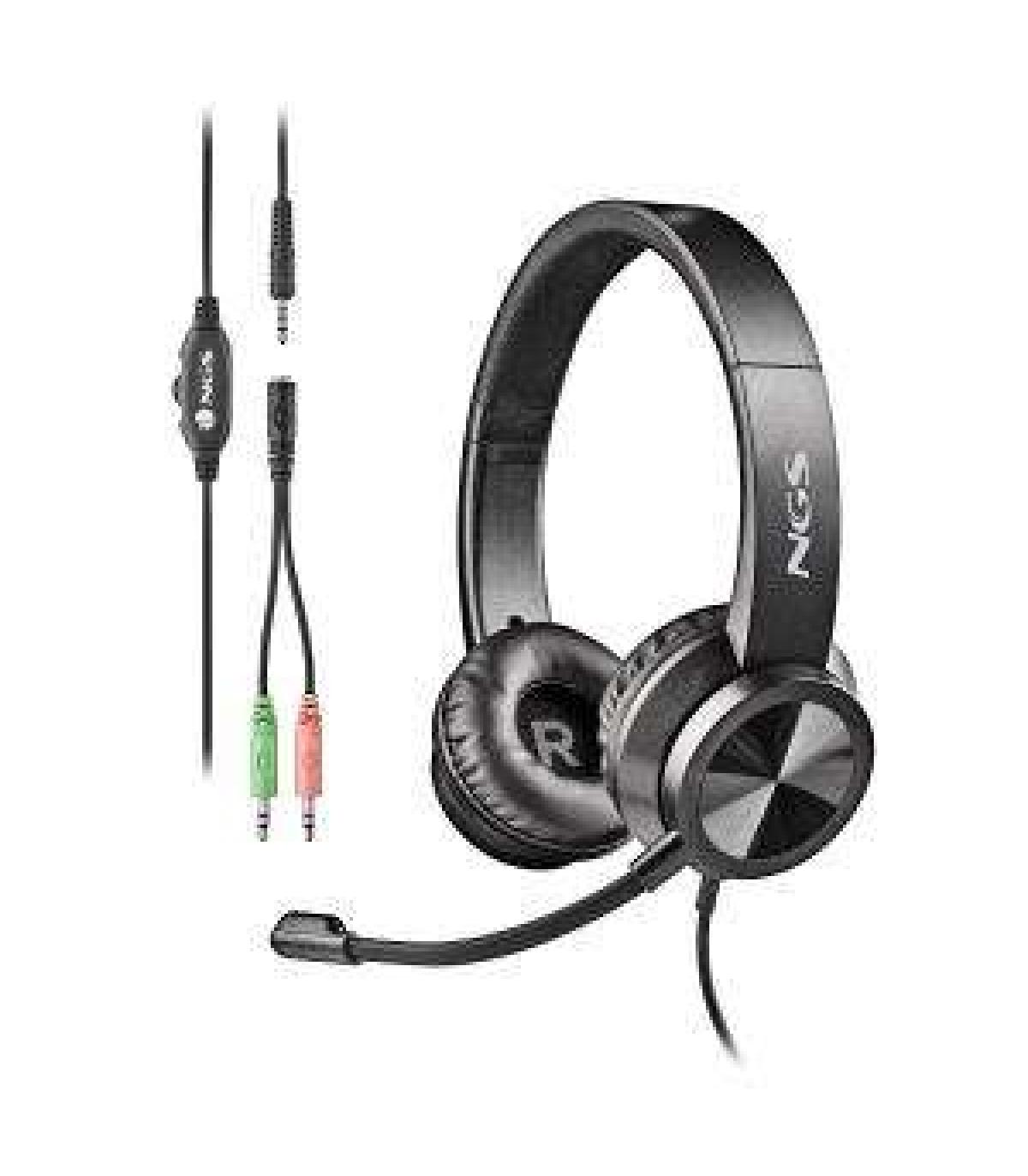NGS MSX 11 Pro Auriculares con Microfono Flexible - Diadema Ajustable - Almohadillas Acolchadas - Control en Cable - Cable de 1.