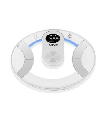 Muvip Round Design Bascula de Baño Digital - Pantalla LCD - Plataforma de Cristal - Peso Max. 180kg - Auto Apagado