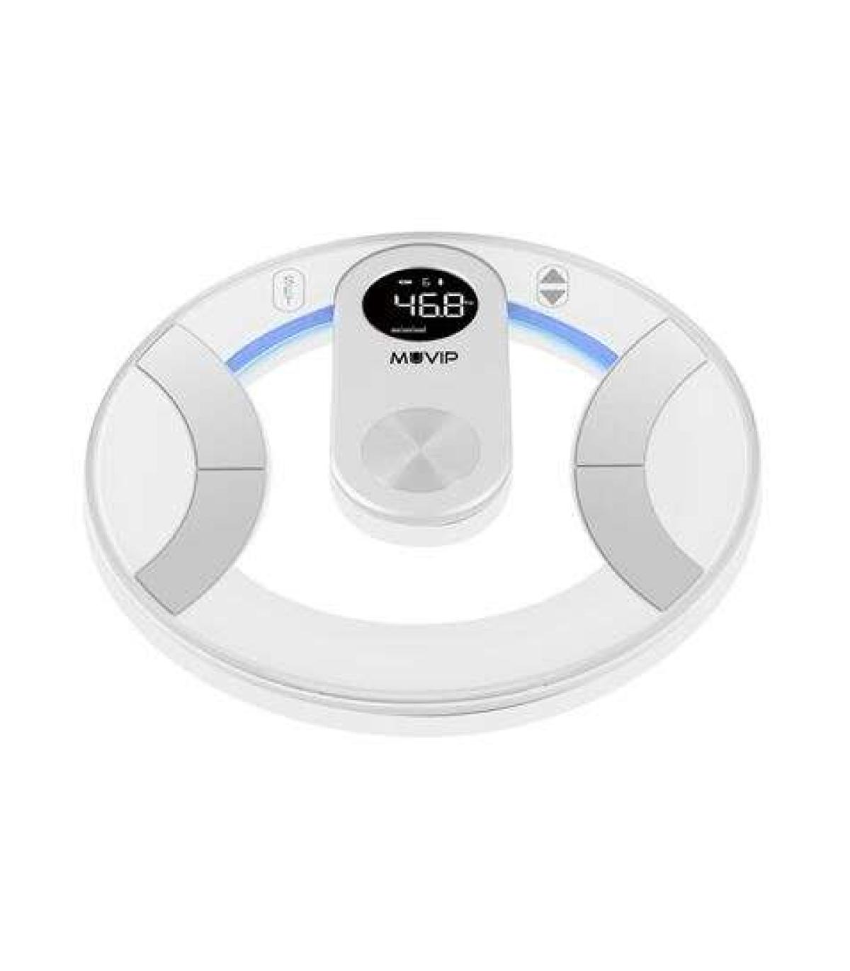 Muvip Round Design Bascula de Baño Digital - Pantalla LCD - Plataforma de Cristal - Peso Max. 180kg - Auto Apagado