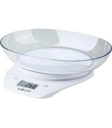 Muvip Bascula de Cocina Digital con Bol - Bol Transparente de 1.5L - Sensor de Alta Precision - Peso Max. 5kg