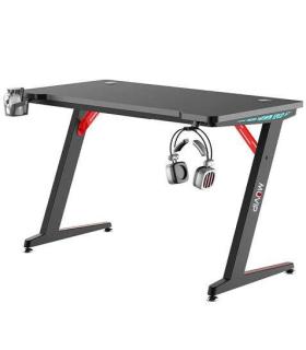 Muvip PRO300 Mesa Gaming Fibra de Carbono con Luz RGB - Solida - Gran Superficie - Portavasos - Gancho para Auriculares - Medida