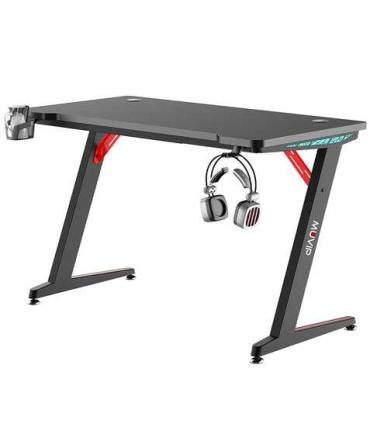 Muvip PRO300 Mesa Gaming Fibra de Carbono con Luz RGB - Solida - Gran Superficie - Portavasos - Gancho para Auriculares - Medida