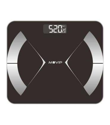 Muvip Body Muscle Bascula de Baño Digital Bluetooth - Pantalla LCD - Plataforma de Cristal Templado - 10 Memorias - Peso Max. 18