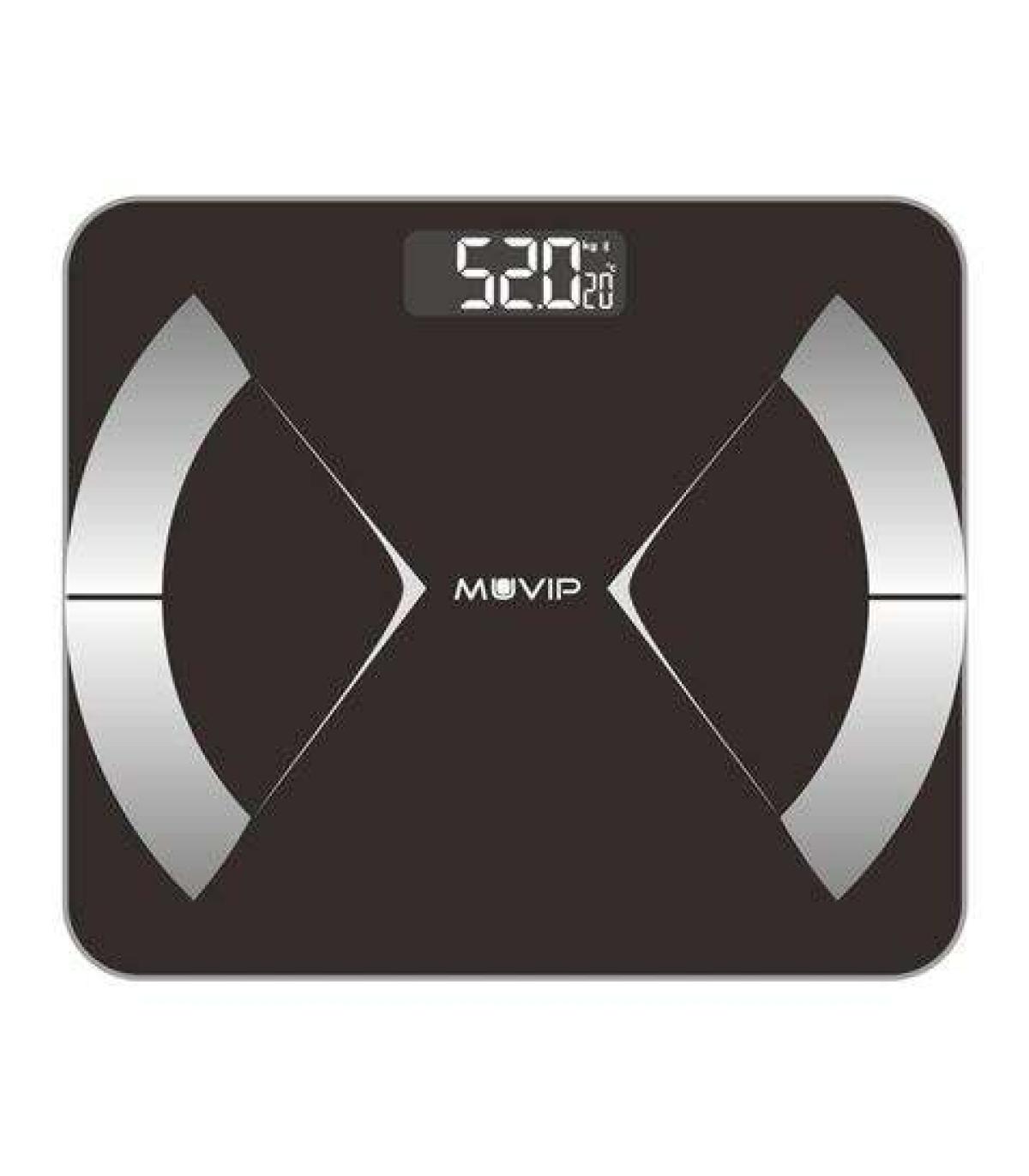 Muvip Body Muscle Bascula de Baño Digital Bluetooth - Pantalla LCD - Plataforma de Cristal Templado - 10 Memorias - Peso Max. 18