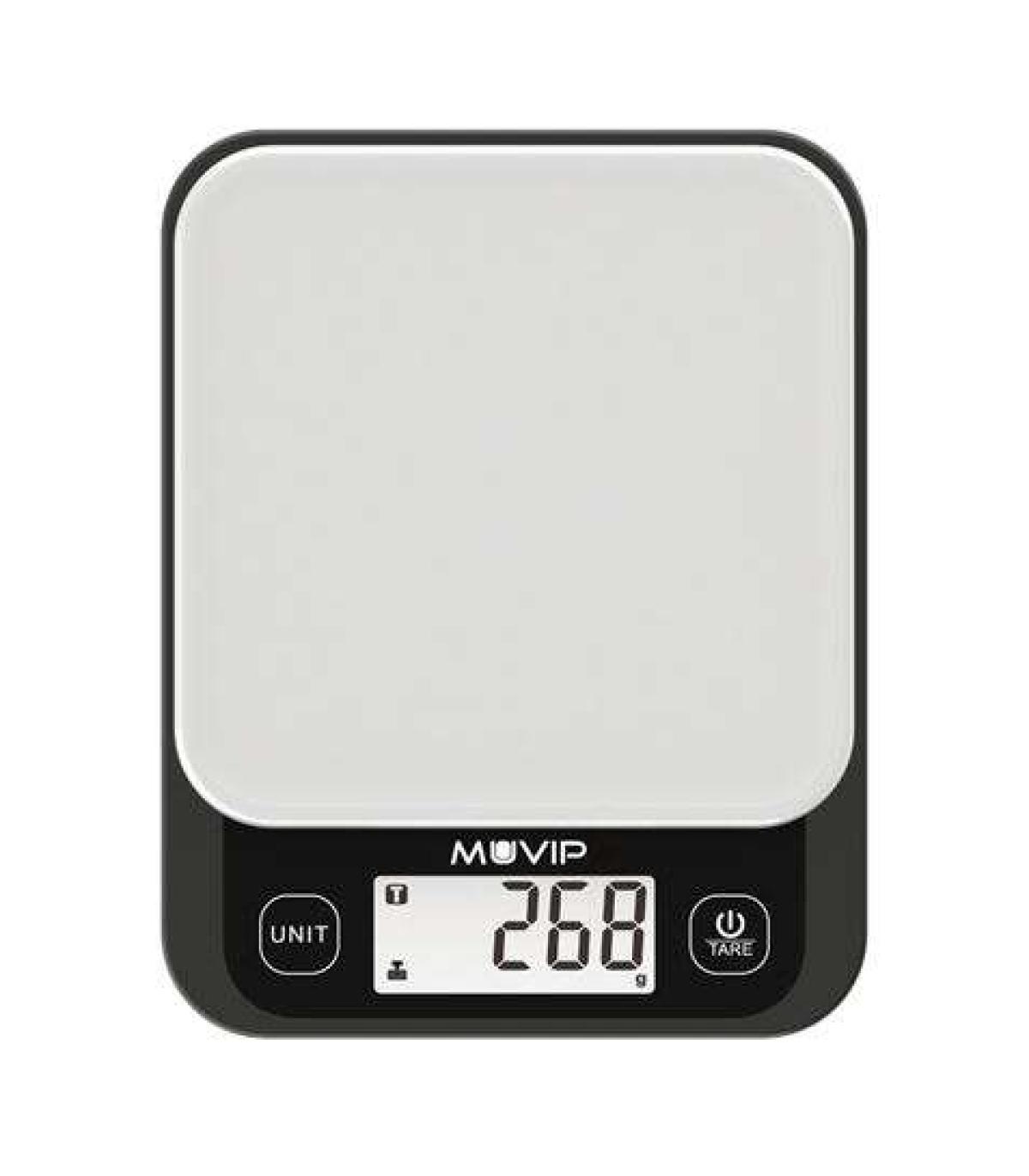 Muvip Bascula de Cocina Digital Super Slim - Sensor de Calibracion Alta Precision - Funcion TARA