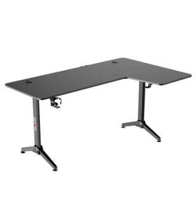 Muvip PRO1300 Mesa Gaming Fibra de Carbono en L Derecha - Solida - Gran Superficie - Portavasos - Gancho para Auriculares - Medi